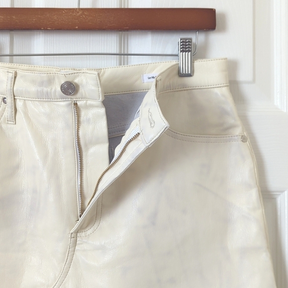 Frame Le High 'N' Tight Recycled Leather A-Line Mini Skirt Cream 30 - Picture 3 of 12